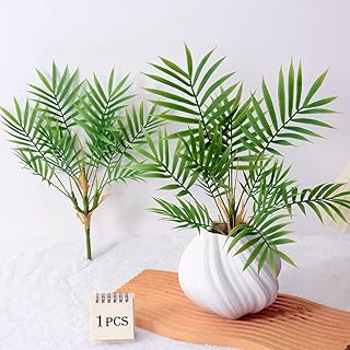 1 Pcs Artificial Palm Tree Leaves Artificial Plants Fake Tree Fake Plants Greenery Stems Faux Trees for Outside Bathroom Palm Tree Decor Tropical Party Decorations