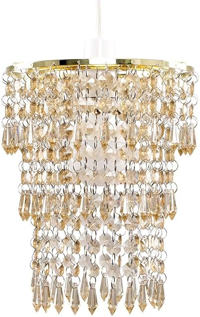 MiniSun Modern Decorative Gold & Champagne Jewel Acrylic Bead Bedroom Hallway Ceiling Pendant Light Shade