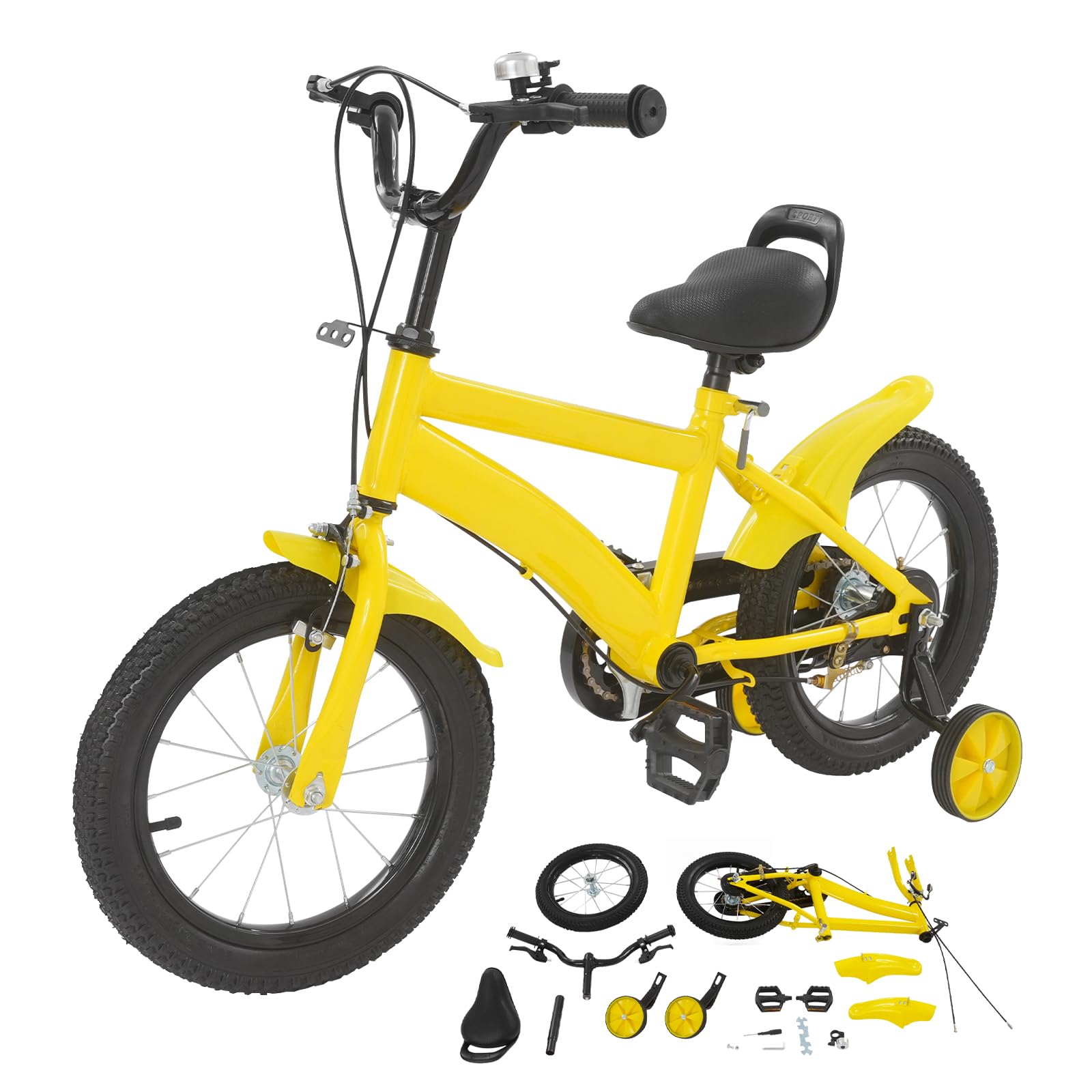 14 Zoll Kinderfahrrad, Blau Kinderfahrräder, Höhenverstellba Kinderrad mit Stützrädern, Freistehend Upgraded Kinder Fahrrad, Fahrrad für Jungen und Mädchen, für Anfänger