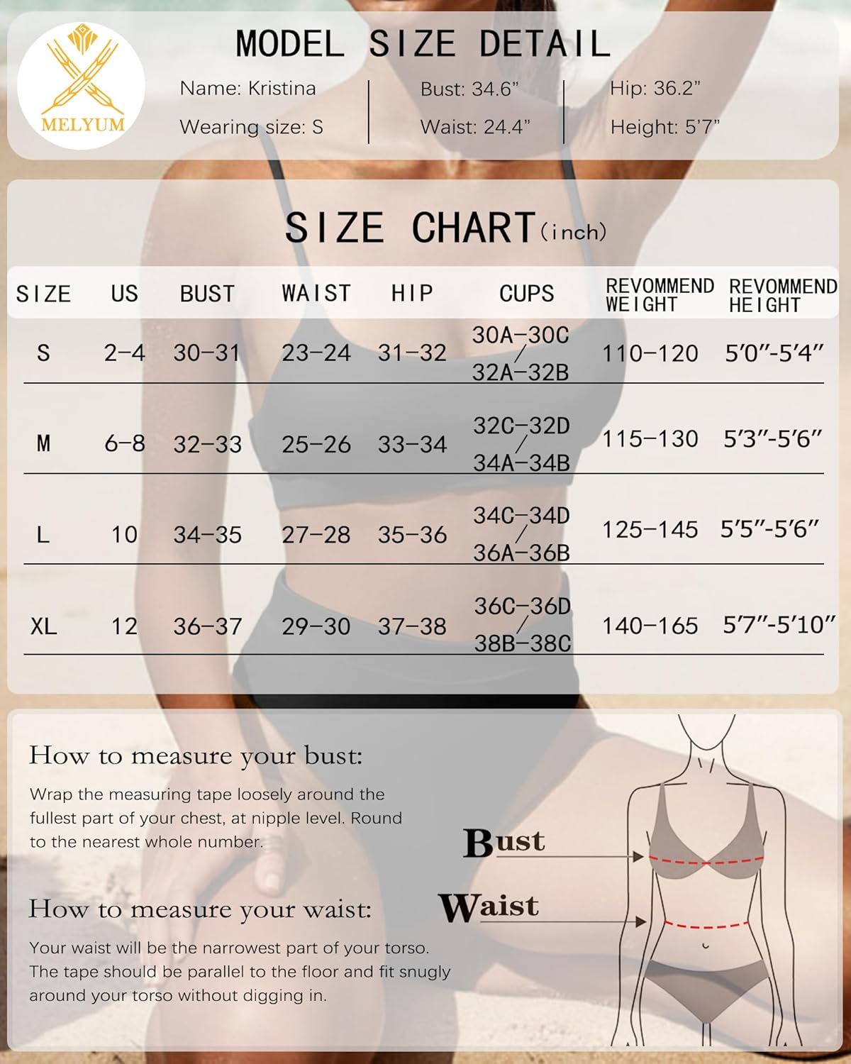 MELYUM High Waisted Bikini Sets for Women Two Piece Swimsuit Tummy Control Bathing Suit Cheeky Bottoms Push Up Top - Image 5