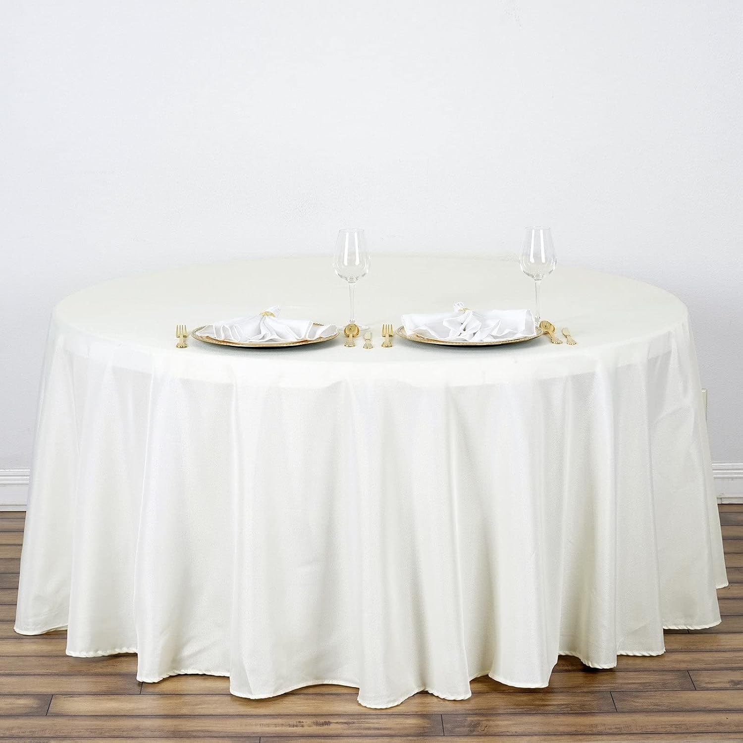 Efavormart 10PCS 120" Wholesale Round Tablecloth Polyester Round Table Linens for Wedding Party Banquet Restaurant - Ivory