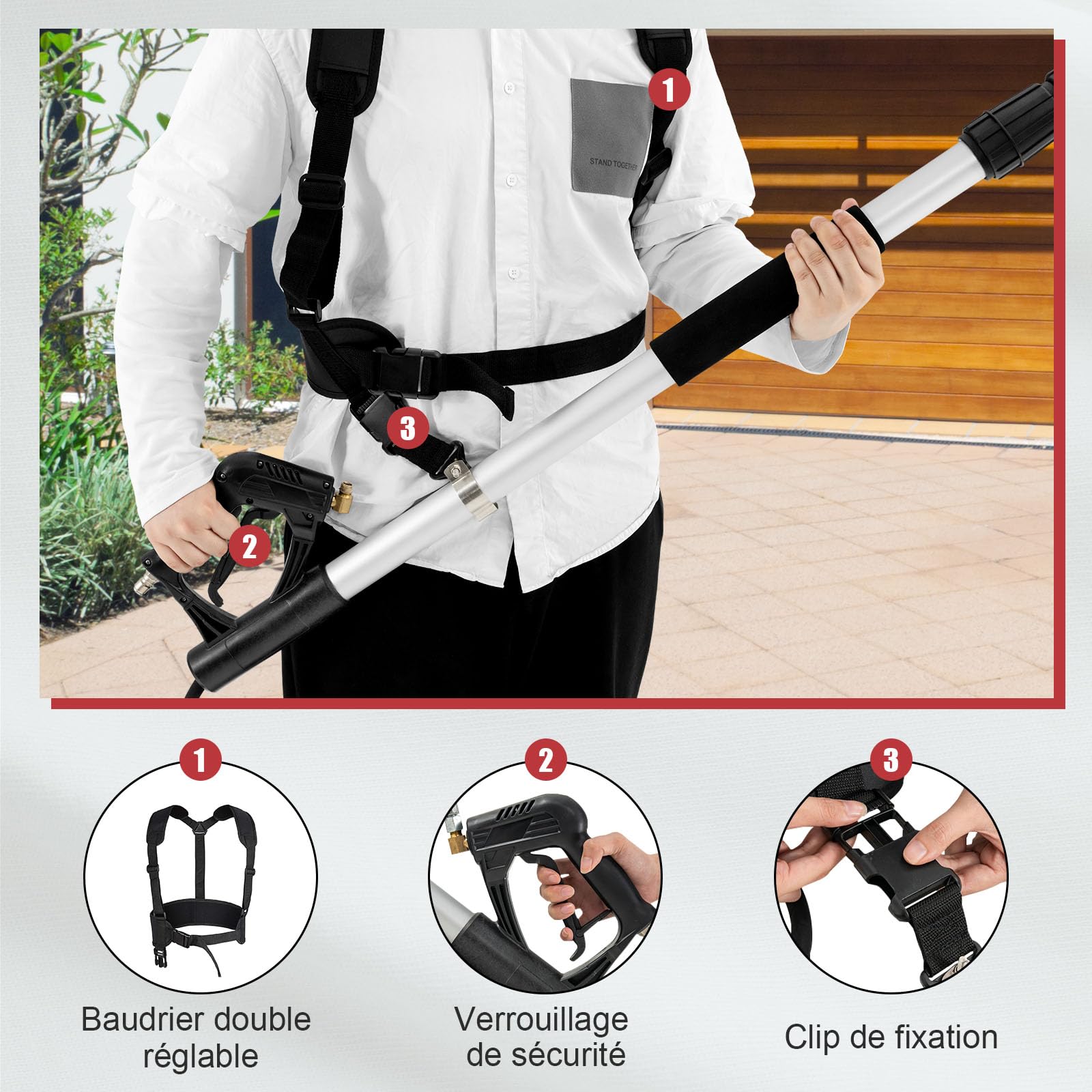 GOPLUS Lance Télescopique pour Nettoyeur Haute Pression 4200PSI
