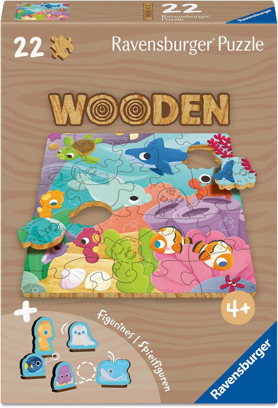 Ravensburger Wooden Sea Animals 22 Piece Wooden Puzzle for Kids 4+