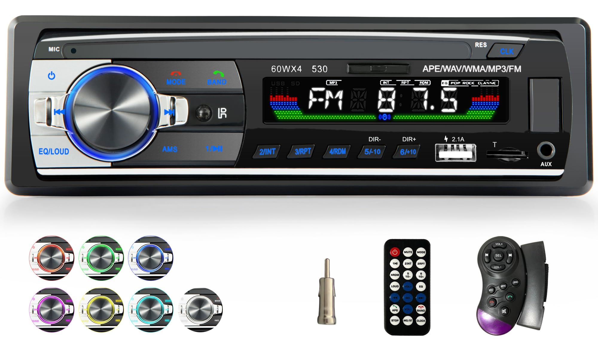 Bluetooth Autoradio mit Freisprecheinrichtung, Autoradio mit Bluetooth USB/TF/MP3-Player/Radio mit AUX-Anschluss für Auto, FM-Radio mit Fernbedienung, 1 DIN RDS, Schnellladefunktion