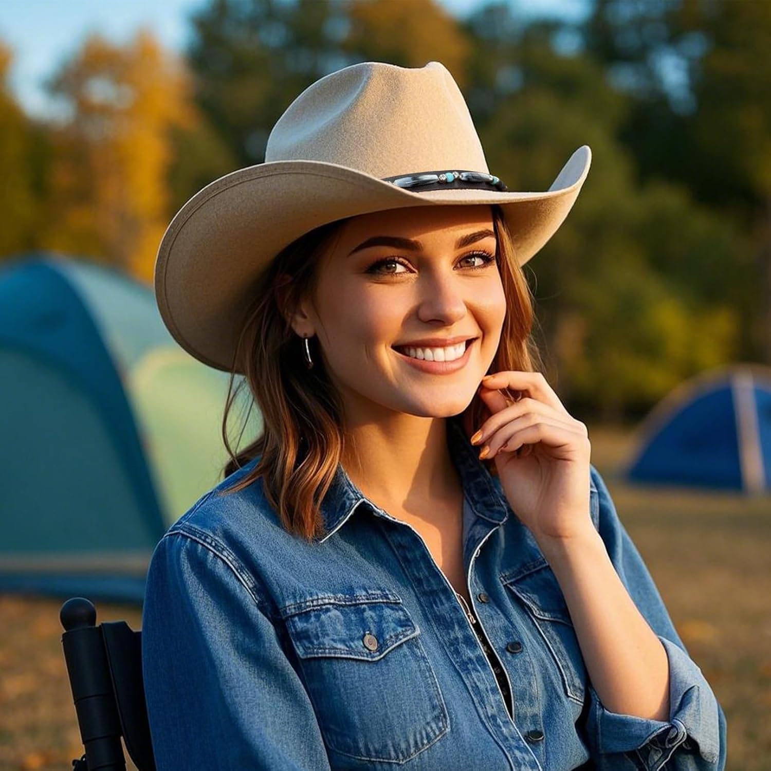 Cowboy Hat Bands for Men Women, Leather Hatbands Belt for Cowboy/Western/Fedora/Cowgirl Hats Multicolor - Image 3