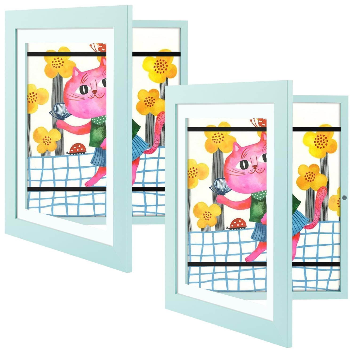 2 Pack 10x12.5 Front-Opening Kids Artwork Frames Changeable (Light Blue)