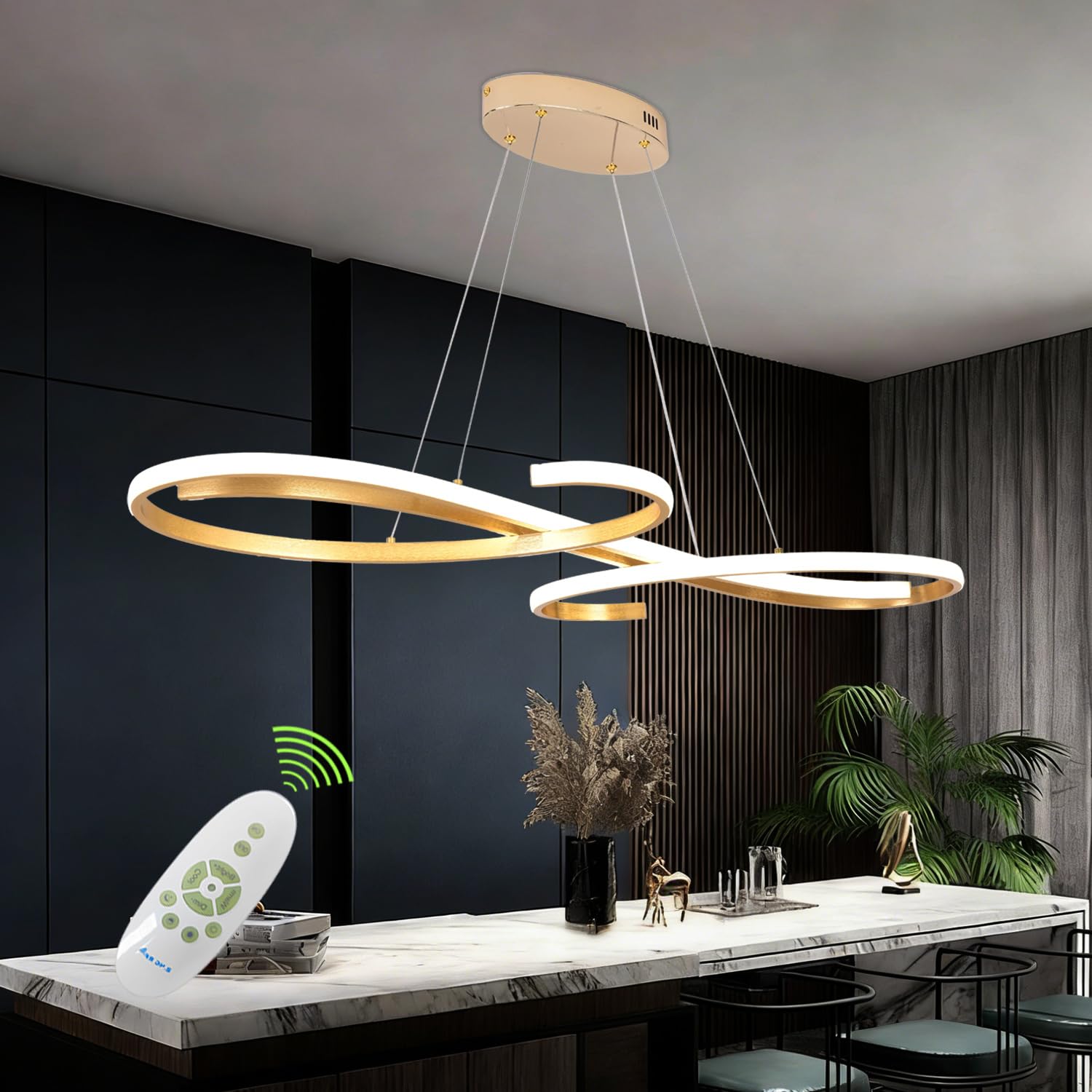 Guang Shuo Moderne LED Pendelleuchte Esstisch L120cm Esszimmerlampe Dimmbar Küchenlampe Dimmbar Hängelampe LED Hangend Linear Design Pendellampe für Küche