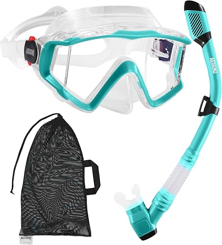 Miniatura 28 de Aegend - Equipo de esnórquel para adultos, jóvenes y niños, juego de esnórquel seco con vista panorámica, tecnología mejorada anti-fuga y anti-vaho,