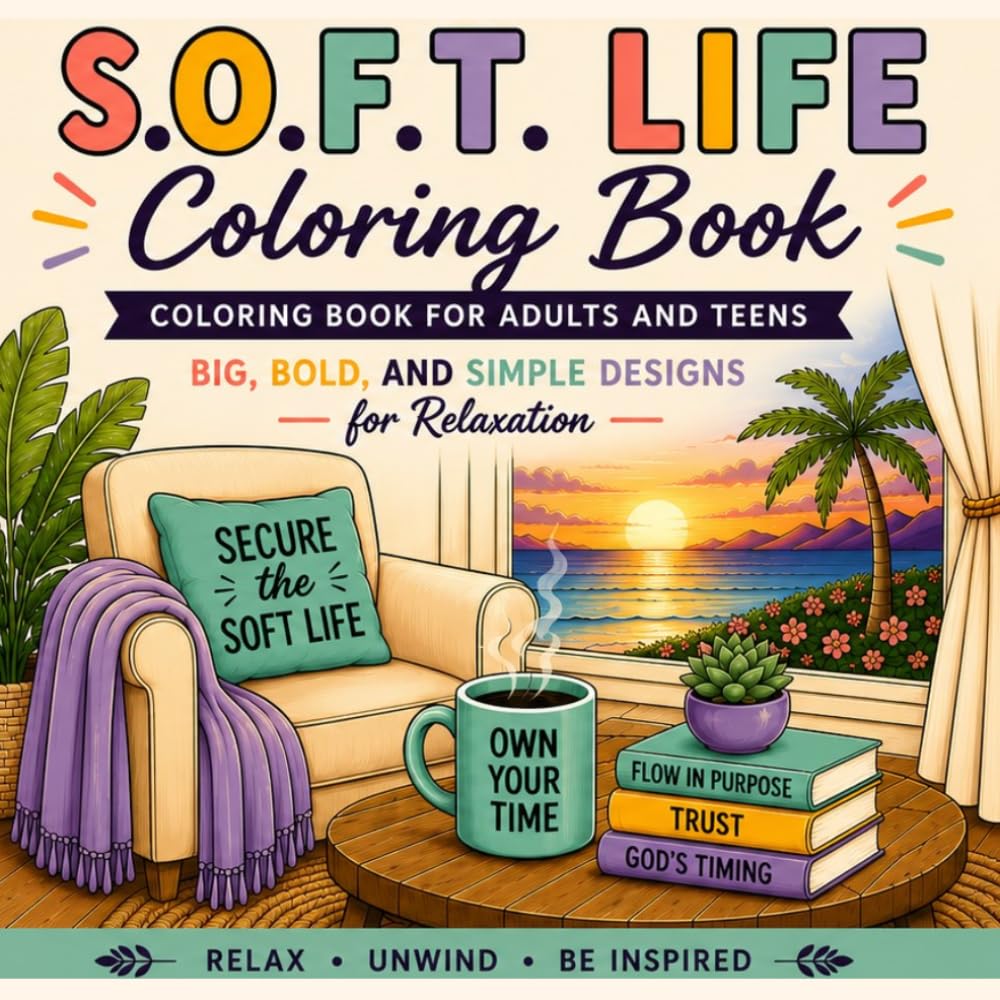 S.O.F.T. Life Coloring Book: Coloring Book for Adults and Teens, Big, Bold, and Simple Designs for Relaxation
