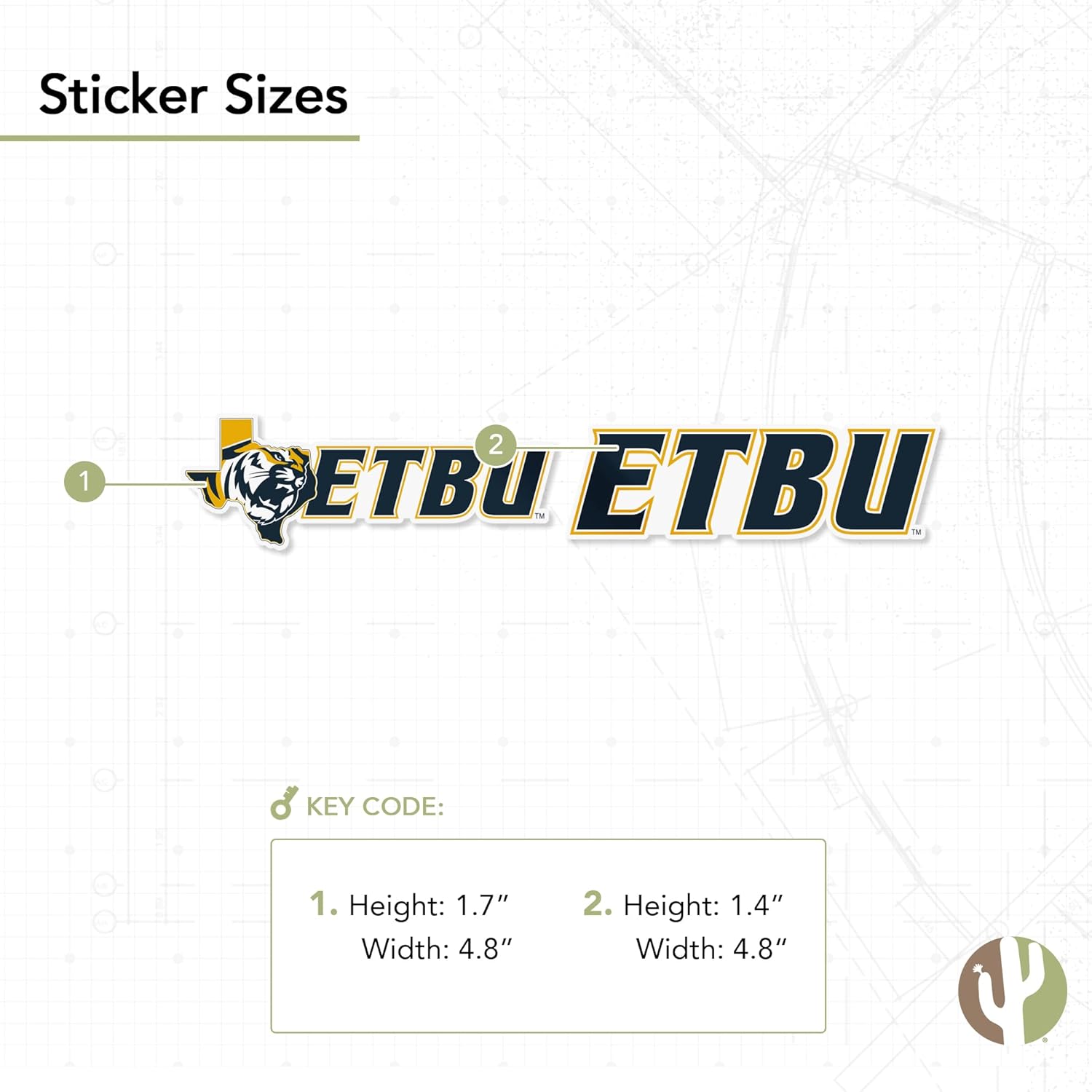 Desert Cactus East Texas Baptist University License Plate Frame and Sticker Car Tag Holder for Front or Back of Car Officially Licensed Metal (Sticker Frame Combo - Mascot)
