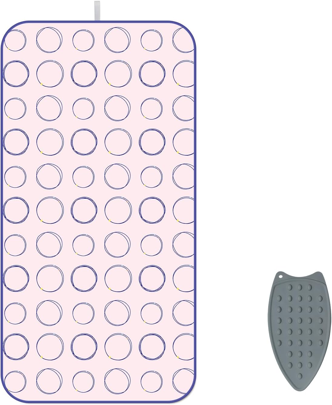 Foldable Ironing Mat, Portable Hanging Ironing Pad with Silicone Iron Rest, Heat Resistance Ironing Pad Cover for Washer, Dryer, Table Top, Countertop (Pink)