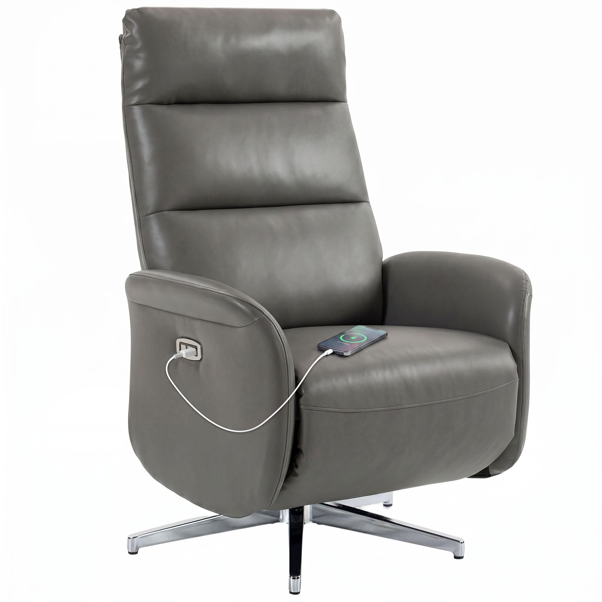 HOMCOM Electric Recliner Armchair, Type C+USB, 160° Reclining, Dark Grey
