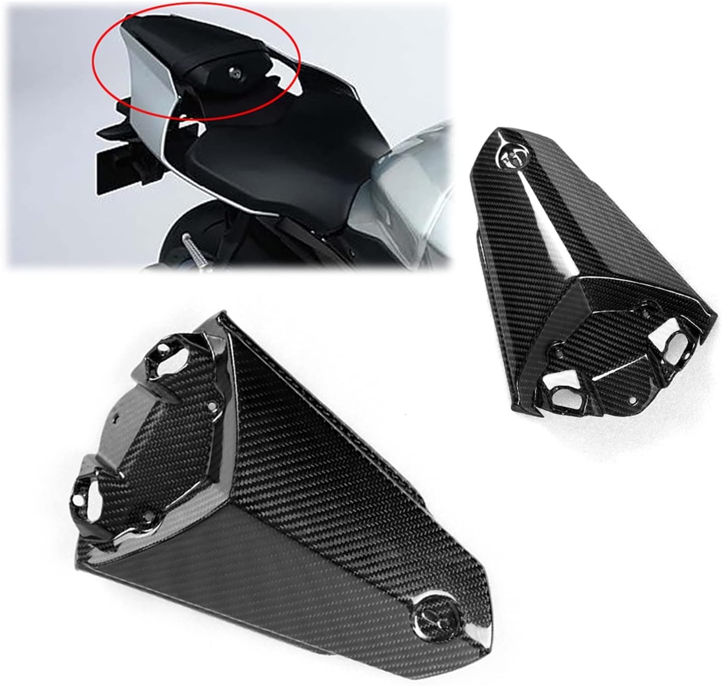 Compatible With R1 R1M Carbon Fiber Gloss 100% Twill Weave Motorcycle Seat Cowl Fairing 2015 2016 2017 2018 2019 2020 2021 2022 (Color : Twill weave Glossy)