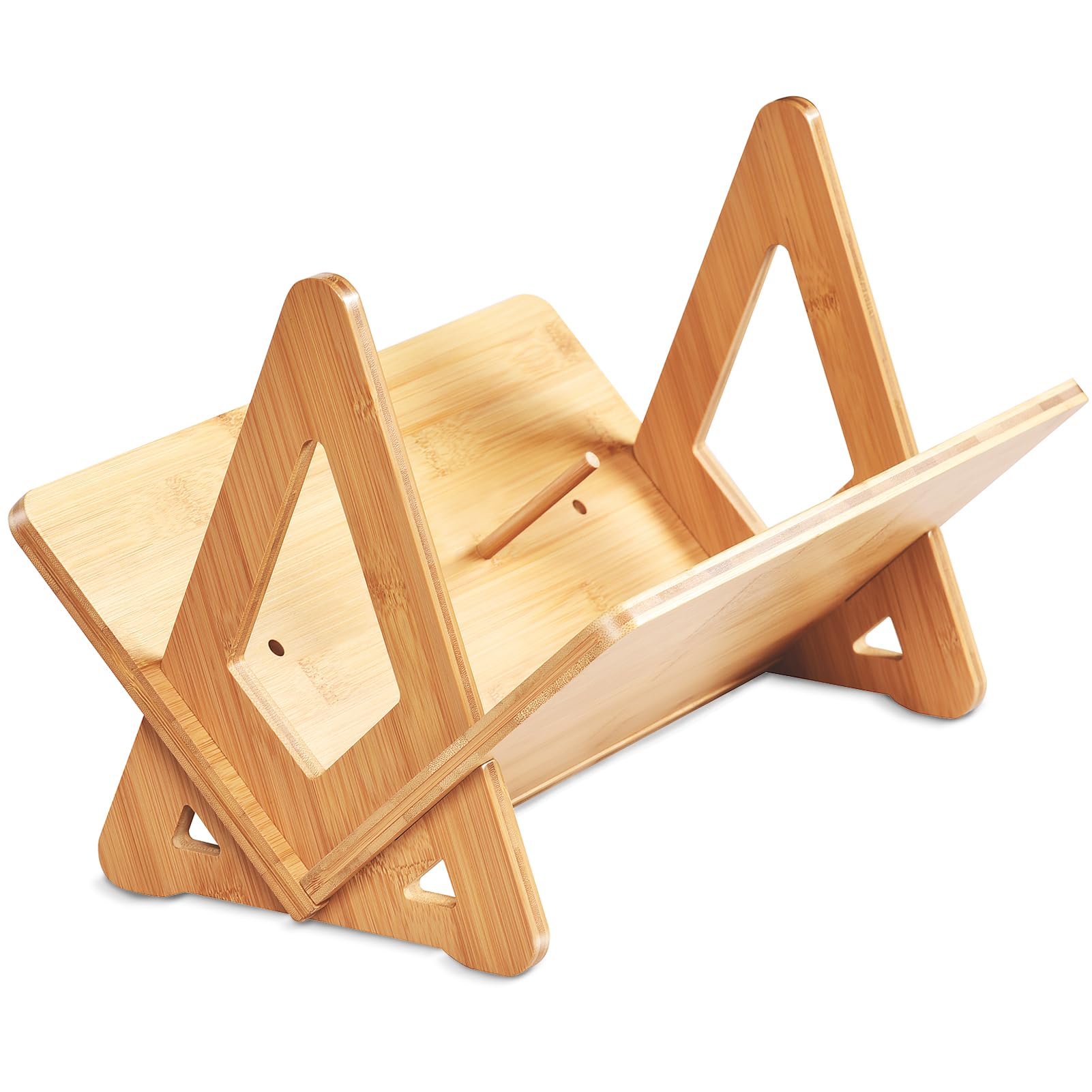 AMASBABOS Bamboo Vinyl Record Holder 80-100 LP Record Stand, Quick Assembly Record Storage, Modern Design Organizer for Magazine, Book, Files, Albums in Bed Room, Office, living room.