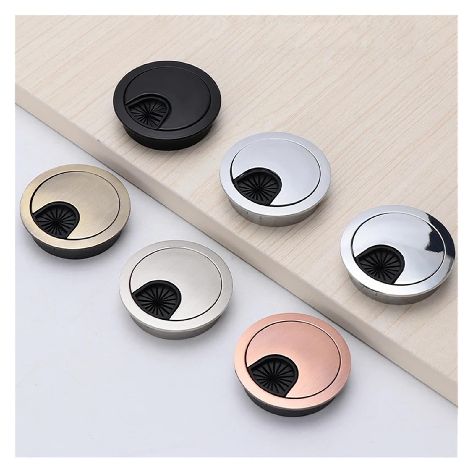 50 – 80 mm Zinc Alloy Round Desk Grommet Cable Hole Wire Port Cover (brąz, 60 mm)