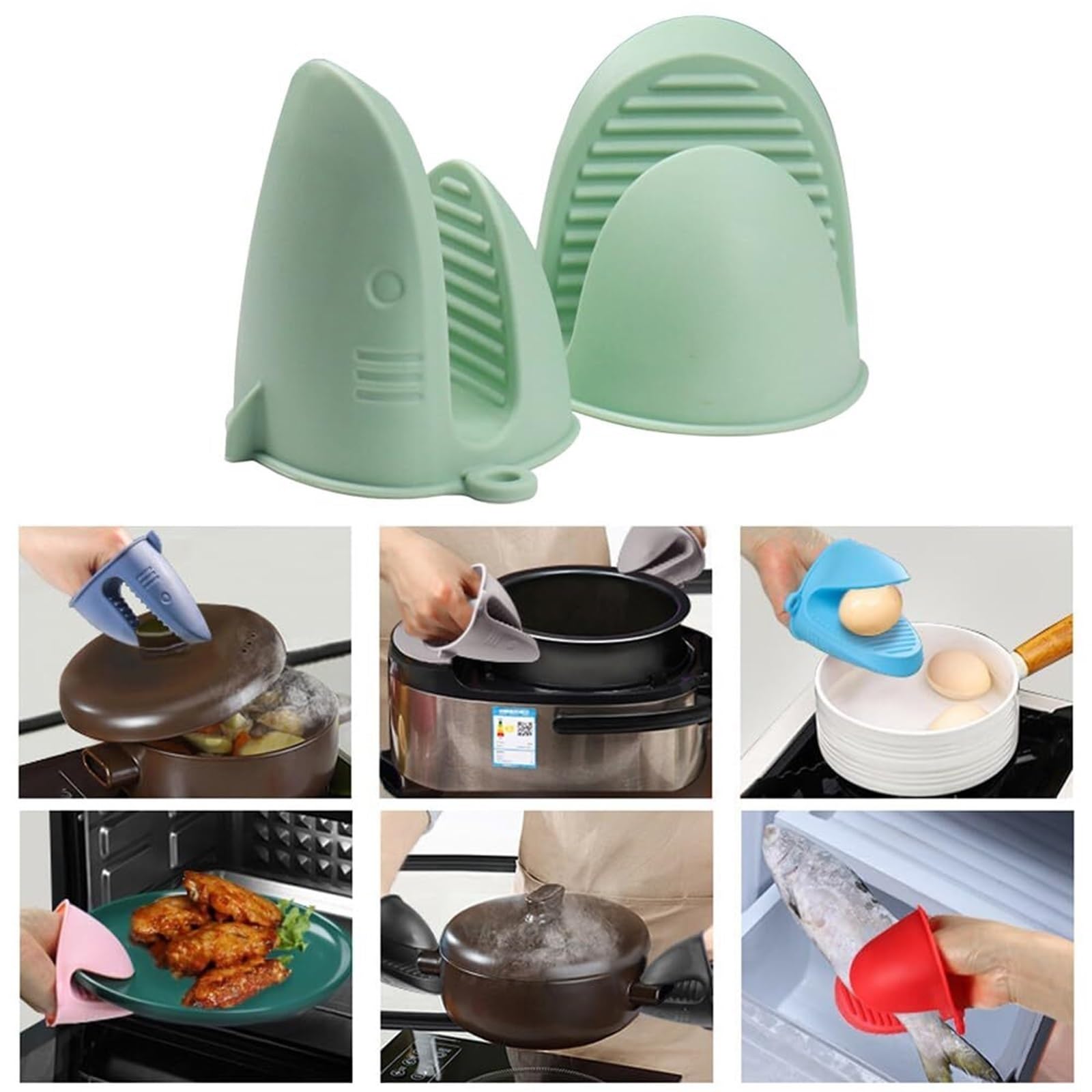 Gants de Cuisine Gants De Four Isolés en Silicone, À Clipser for La Cuisson Et La Cuisson avec Friteuse À Air Manique(Grün,12cm)