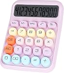 Mechanical Switch Calculator with Big Buttons, Calculators Desktop, 12 Digits, Large LCD Display, Desk Calculator, Cute Pink Calculator for Teachers Students Basic Office (Pink)