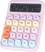 Vista 9 de Calculadora de interruptor mecánico con botones grandes, calculadoras de escritorio, 12 dígitos, pantalla LCD grande, calculadora de escritorio, Rosa