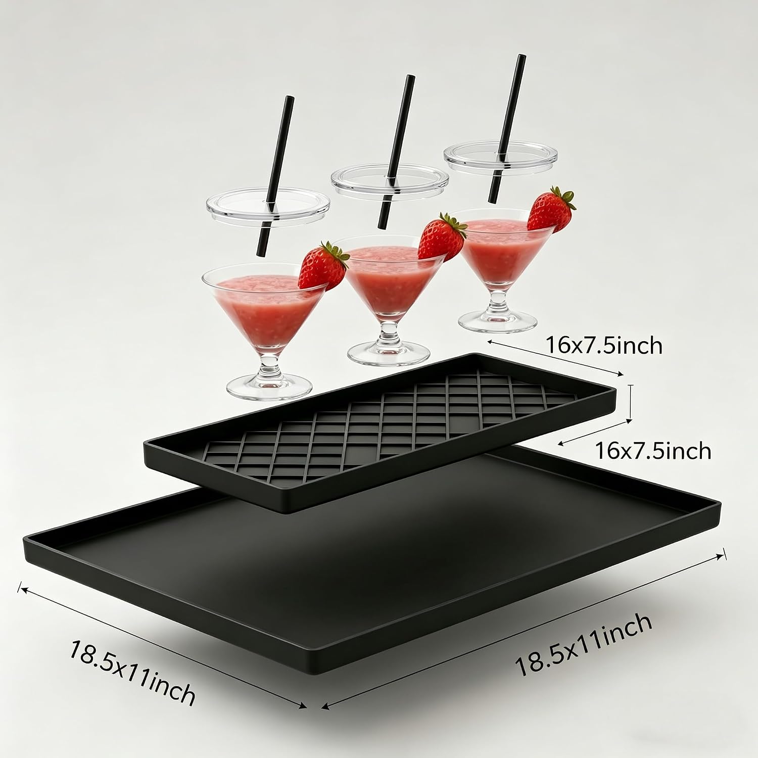 Slushie Machine Mat, 11x19 Silicone Drip Tray and Cup Tray | Designed for slushie and shaved ice machines. Catches melting ice, syrup drips and spills while keeping countertops clean.