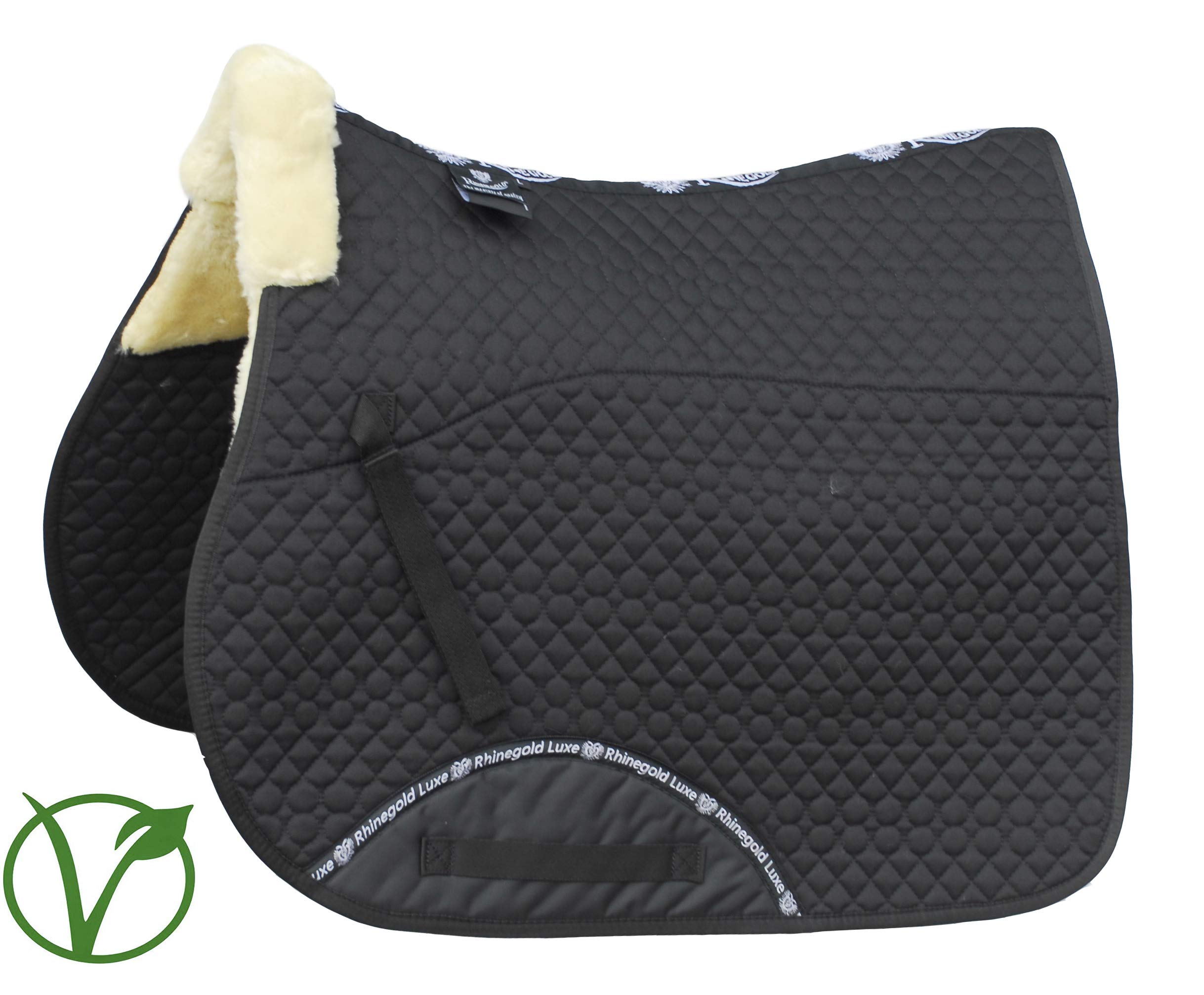 Rhinegold Unisex's 456-P-BLK/NAT Luxe Fur Lined Saddle Cloth, Black/Natural, Pony โ image 1