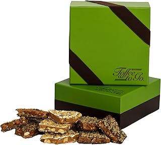 Toffee to Go Assorted Toffee 1 lb Signature Green Gift Box | Hand Crafted | Gluten Free | No Added Preservatives | Delicate Crunch