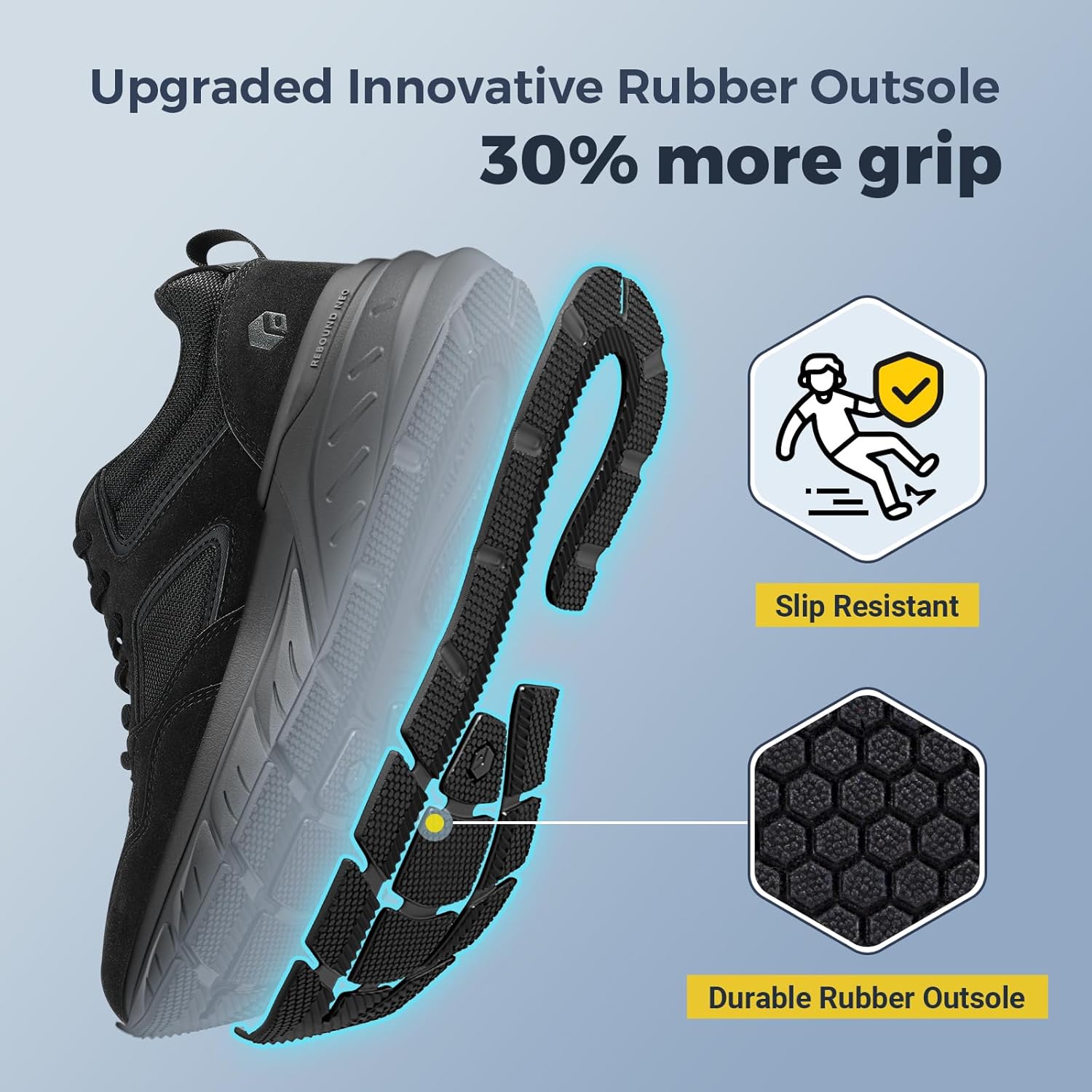 FitVille Extra Wide Walking Shoes Men's Wide Width Workout Sneakers with Arch Support for Flat Feet Heel Pain Relief - Image 7