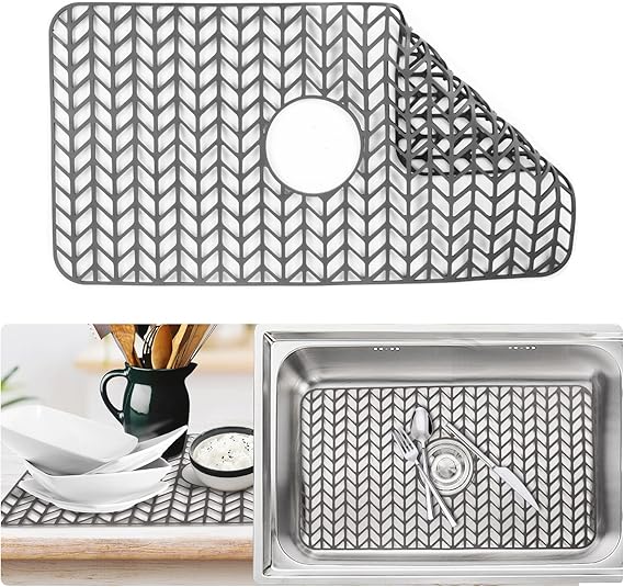 Kitchen Sink Mat, 26''x14'' Silicone Sink Protectors Mats for Bottom of Kitchen Sink