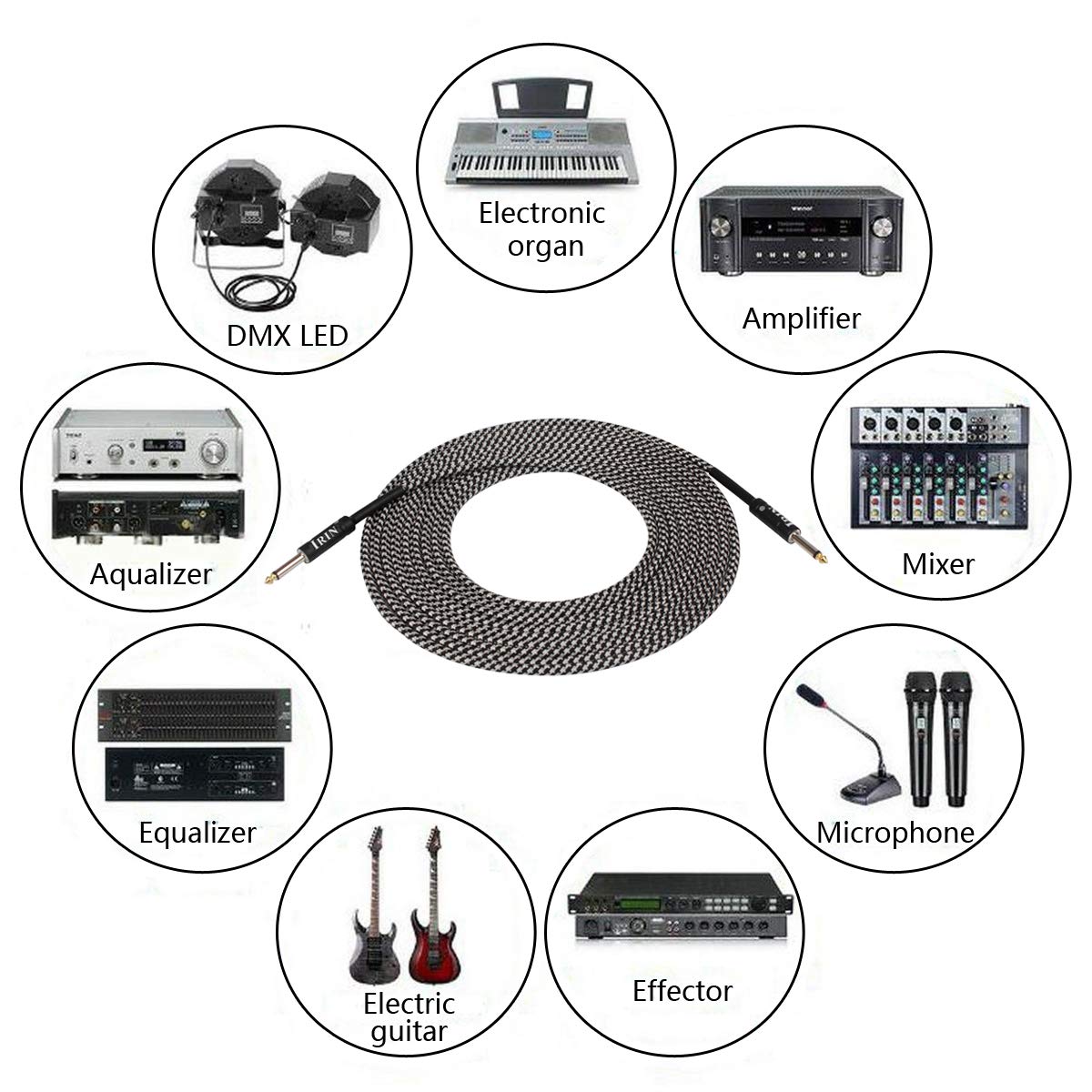 VIDOO 6 Meter Langlebige Gitarre Kabel Für E-Gitarre Verstärker 6.35 Mm Kabelkabel - Orange