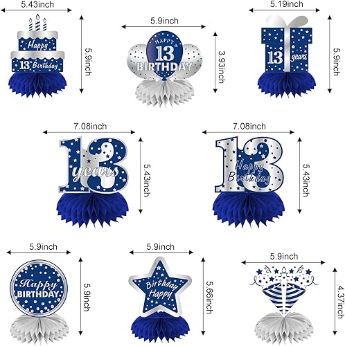 Miniatura 8 de Kauayurk 8 piezas de centros de mesa de panal de cumpleaños número 15 para niños suministros de mesa de 15 años suministros de fiesta letrero de