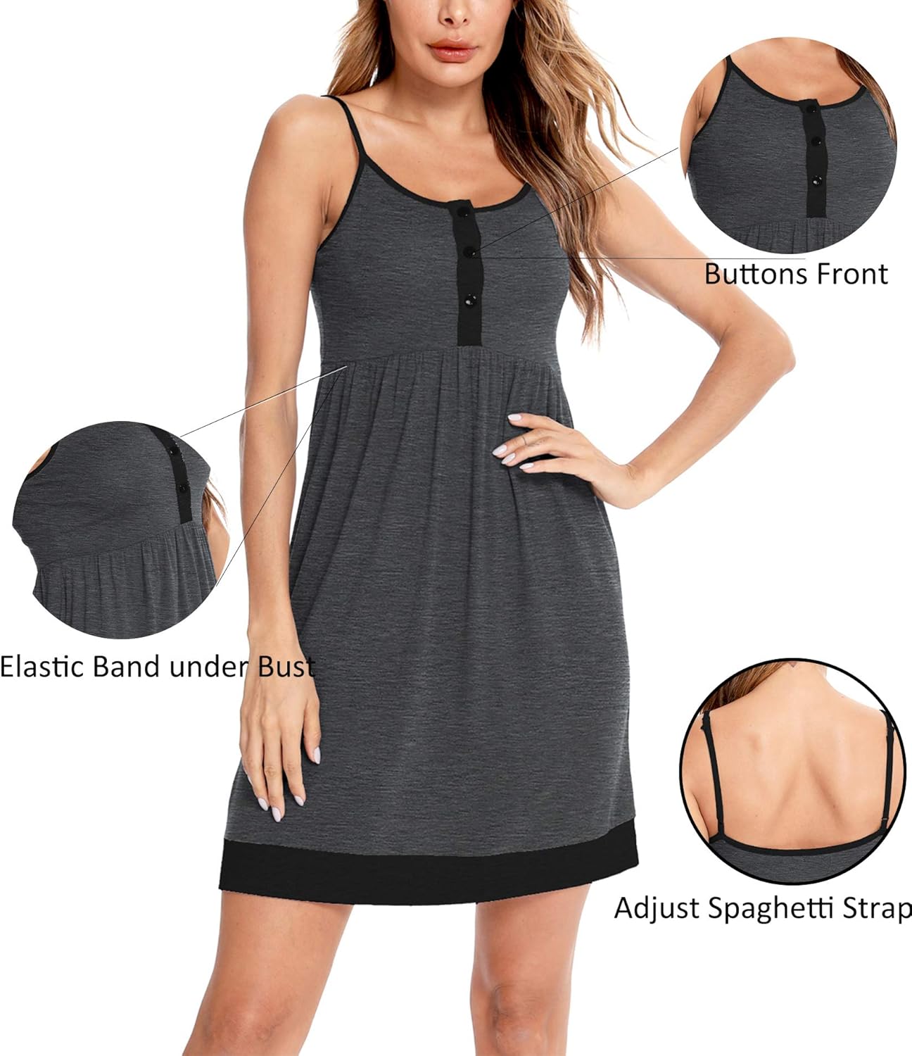 LecGee Women's Nursing Nightgown Button Maternity Dress Breastfeeding Hospital Gown Sleepwear Sleeveless Nightdress at  Women’s Clothing store