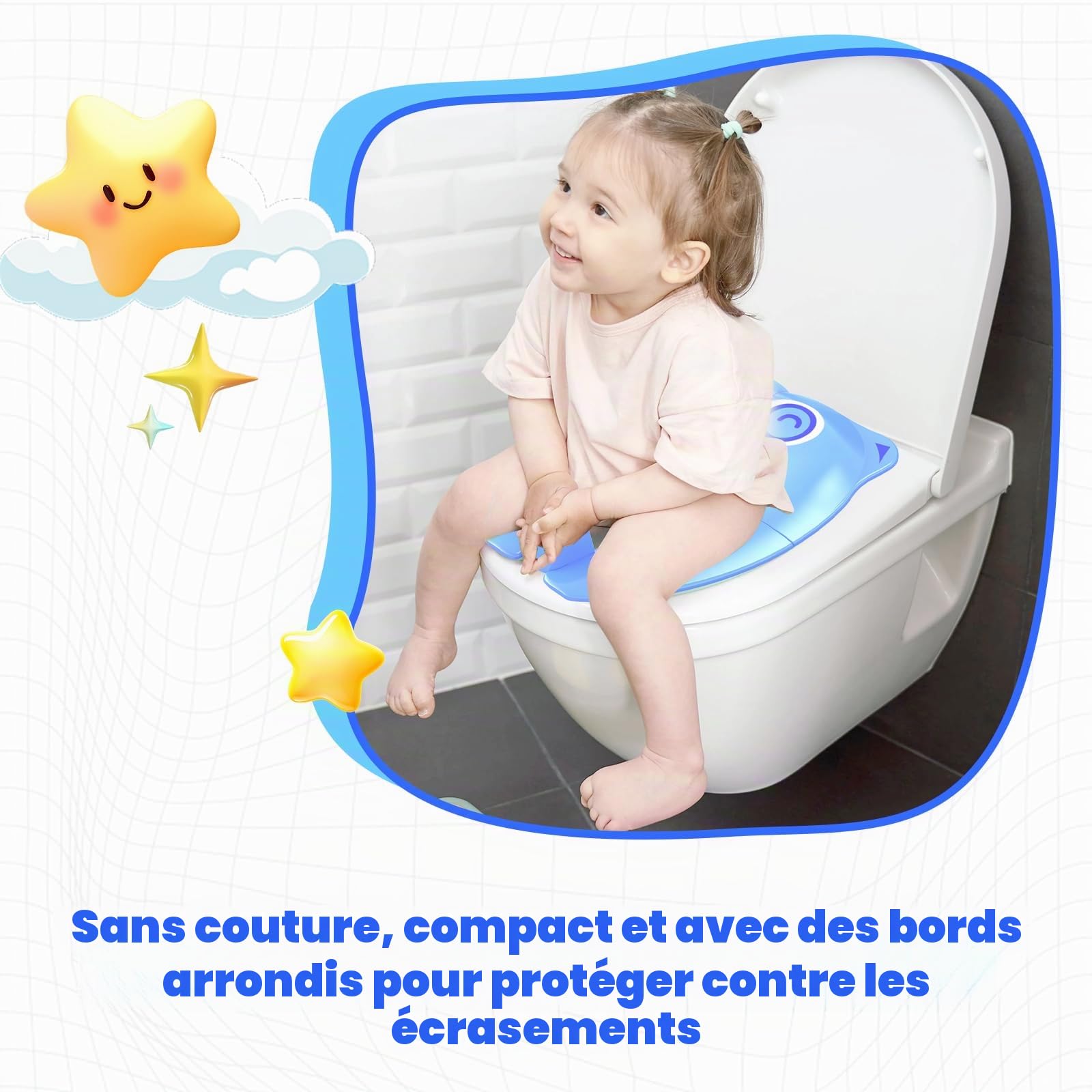SURFOU Reducteur Toilette Enfant Pliable, Bébé Réducteur de WC Voyage Antiderapant, Cuvette Portable Rehausseur Adaptateur Toilet Seat Toddler Bleu