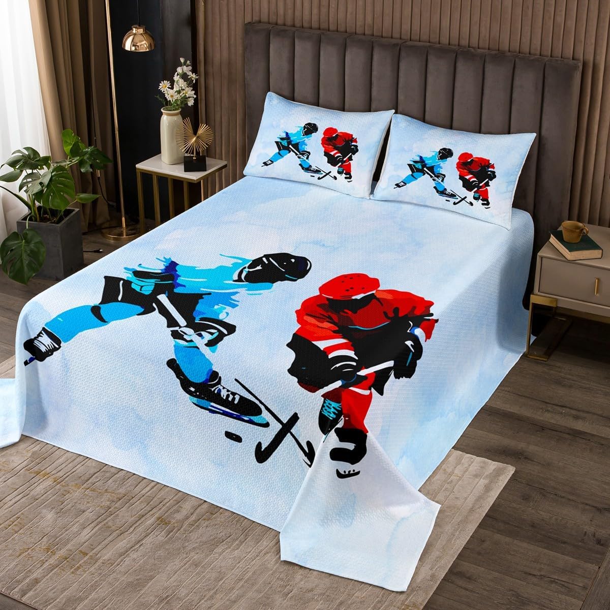 Homewish Cartoon Dinosaur Bedspread Twin Size,Tropical Palm Leaves Bedding Sets 2Pcs for Kids Boys Teens Room Decor,Wild Animals Comforter Set Red and Blue Dragon Coverlet Quilt,1 Pillowcase
