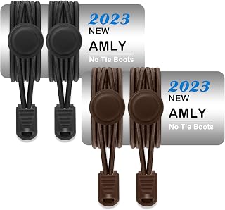 Elastic Boot Laces-2 Pairs, No Tie Shoelaces for Adults, Heavy Duty Shoe Laces for Hiking Walking Boots