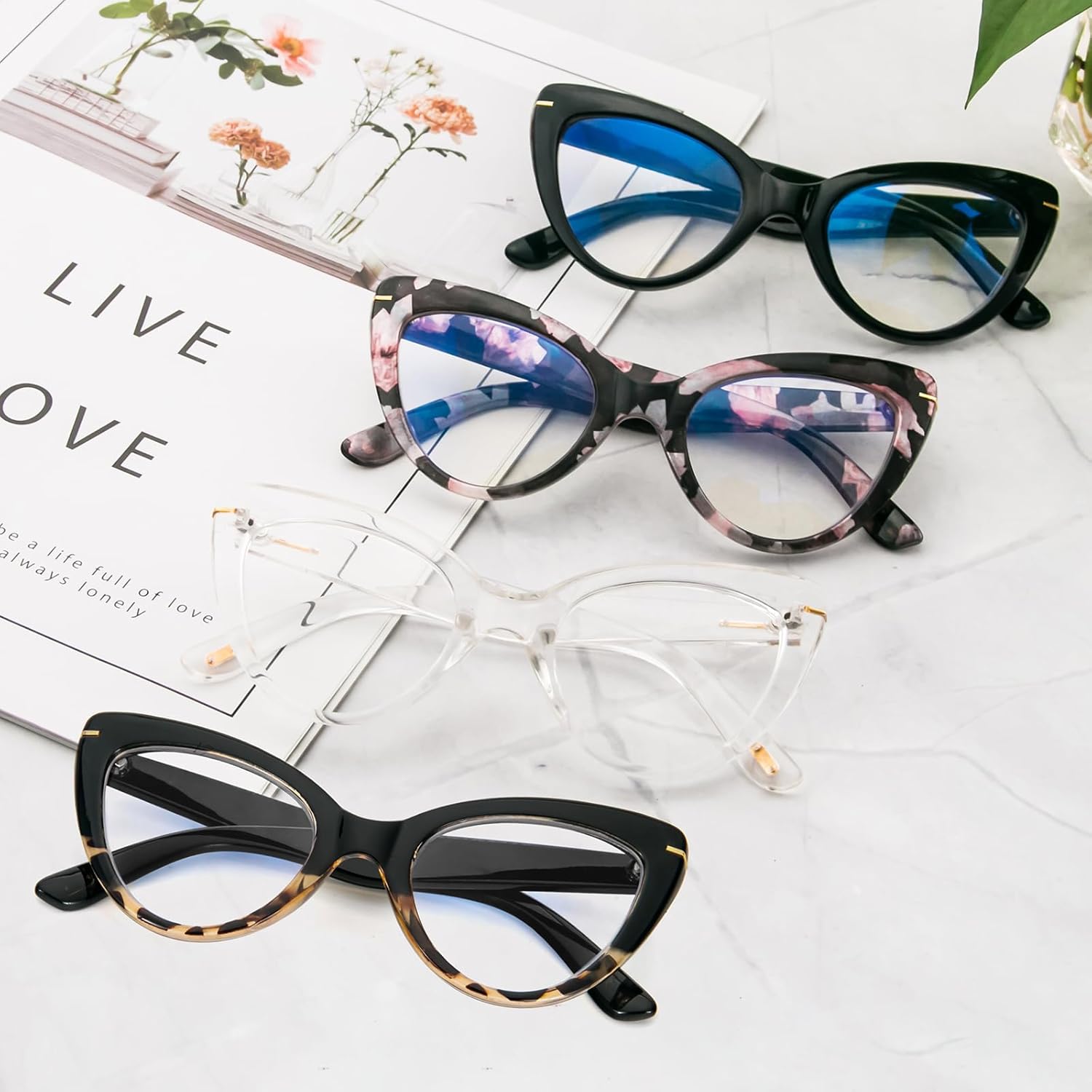 MMOWW Cat Eye Reading Glasses Fashion Cute Reader for Women - Image 6