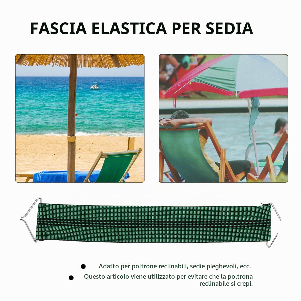 HANABASS Set Di 5 Cinghie Rinforzate Per Sedia, Cinghia Di Rinforzo Per Sedia Pieghevole Per Sedie a Gravità, Cintura Elastica Anti-Rottura Per Sedie a Sdraio E Poltrone Reclinabili Da Patio