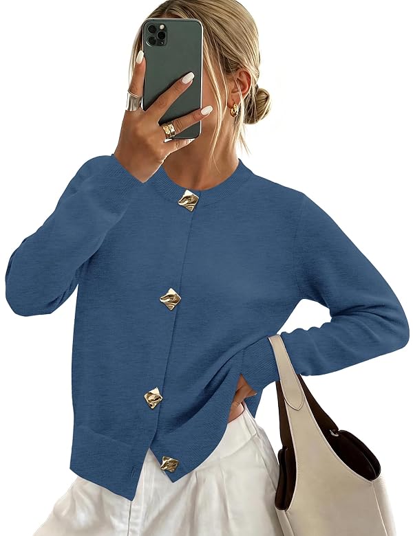 WIHOLL Lightweight Cardigan Sweaters for Women Y2k Fall Outfits 2026 Blue M by WIHOLL - Used condition - Image 4