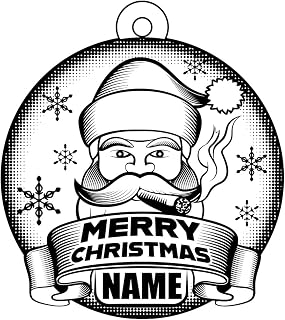 Calcomanías de letras Adorno de Papá Noel con cigarro y placa con nombre 51x57.3cm Selección de varios colores Negro