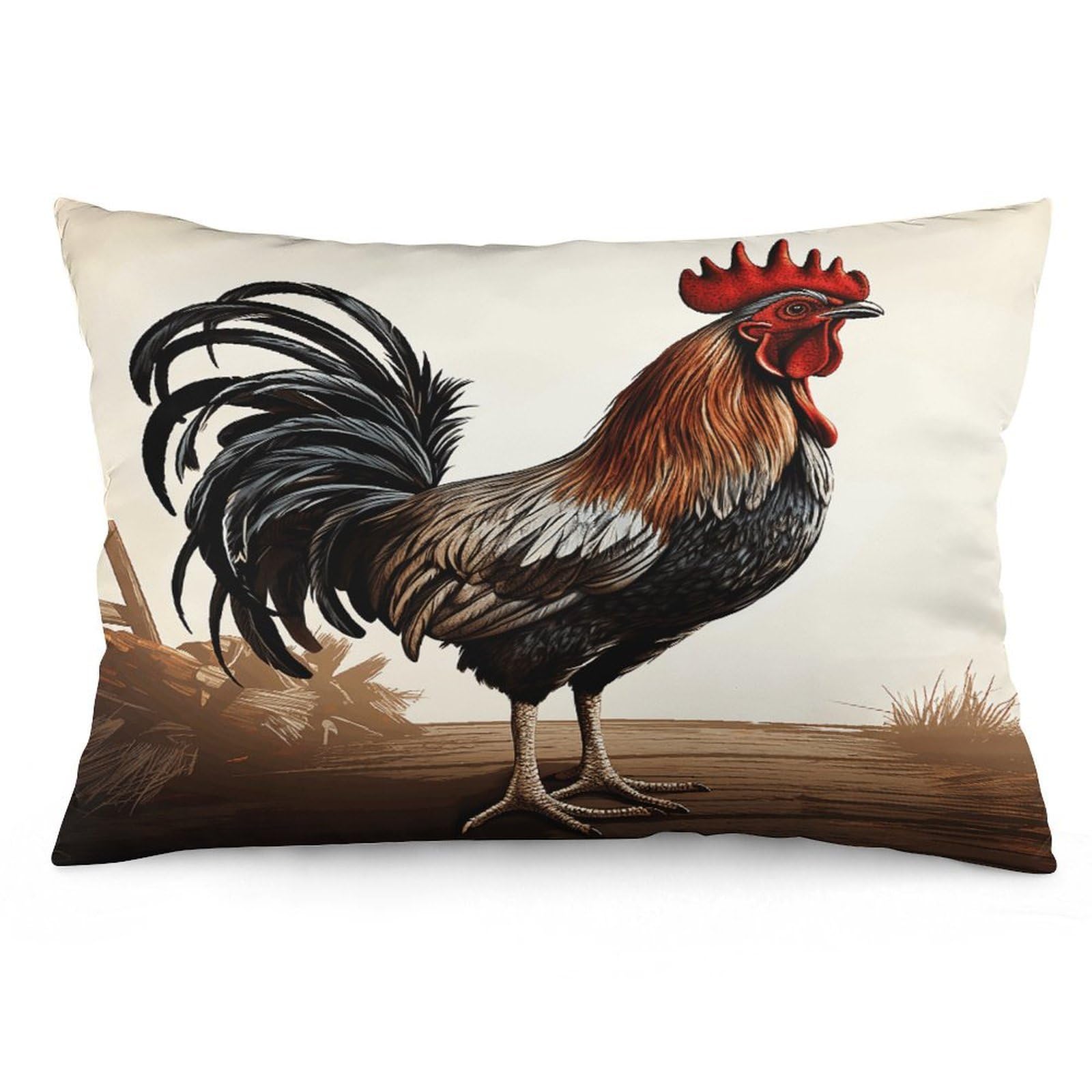 Rooster Throw Pillow Cover Soft Lumbar Pillow Covers with Zipper Breathable Rectangular Cushion Case Polyester Pillow Case Decorative Body Pillow Cover for Couch Bed