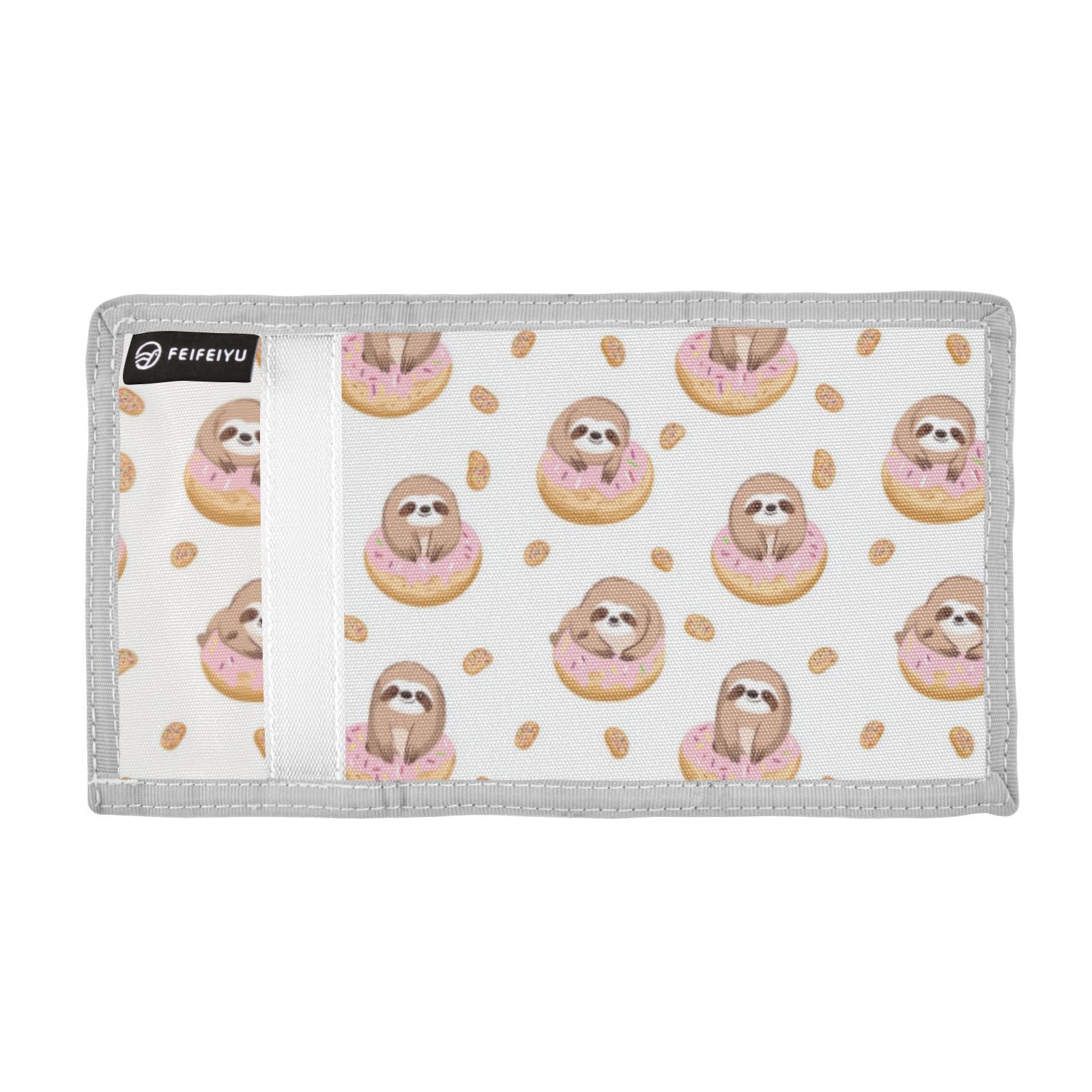 Wusikd Cute Sloths Floating Donut Kids Wallet for Boys Girls Toddler Trifold Wallet Novelty Wallet for Teens Women Men