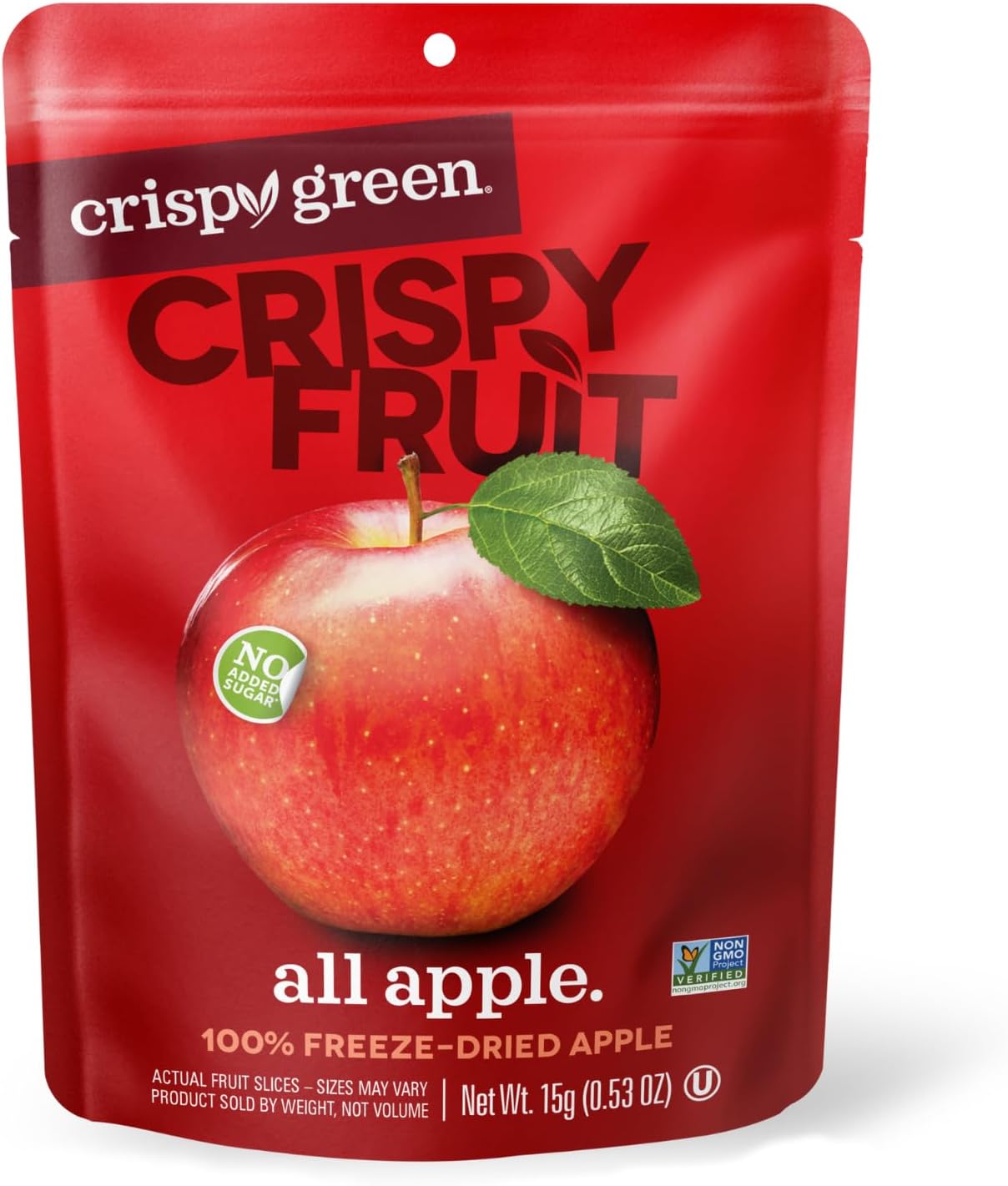 Crispy Green Freeze-Dried Apple Fruit Snacks, 0.53 Oz (Pack of 12), 100% Pure Fruit, All-Natural, No Added Sugar, Single-Serve Bags for Healthy Snacks & School Lunches