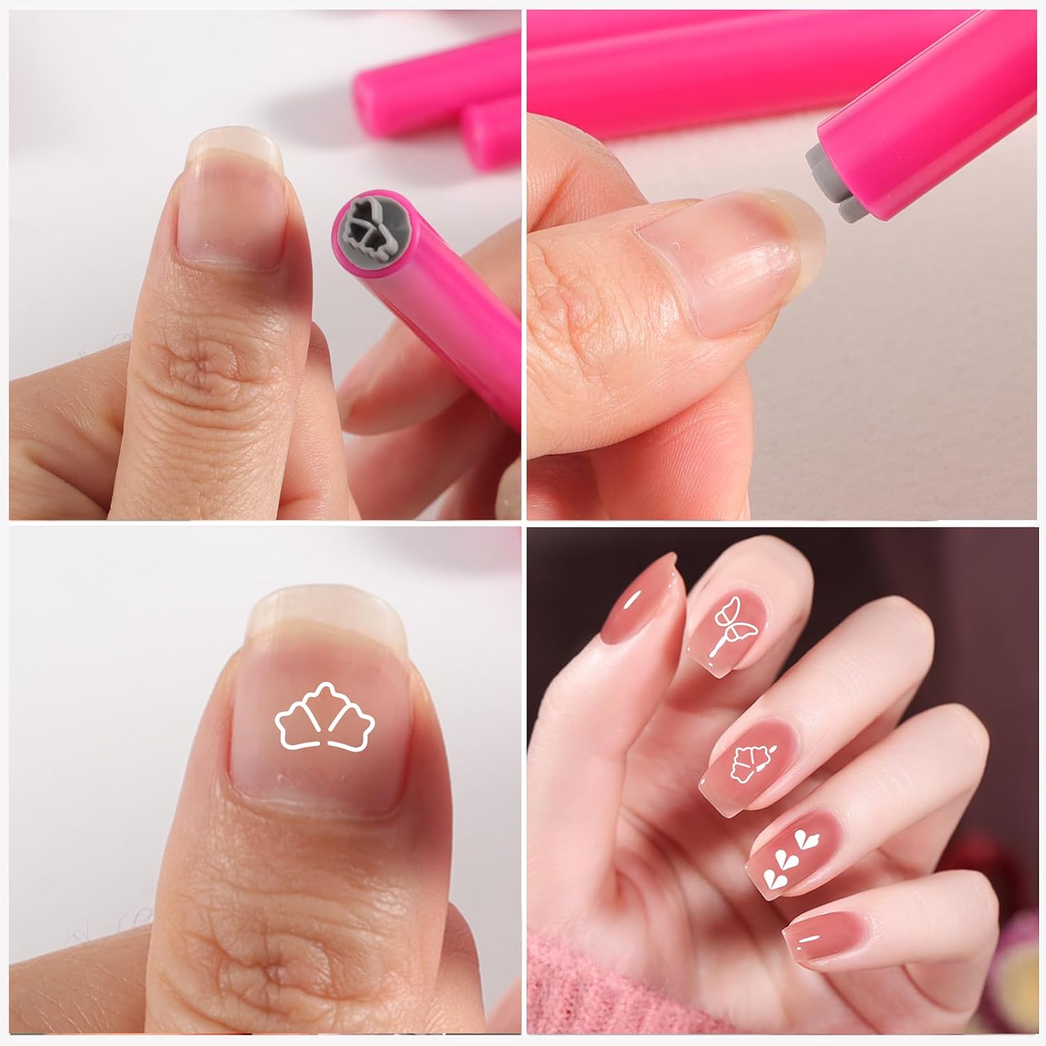 Nail Art Stamp Pen Set (15PCS), 3s Quick DIY Nail Design Tools - Easy to Use, Daisy Butterfly Flower Heart Nail Stamper Pens, Nail Art Decoration for DIY Salon Manicure Kit Nails Supplies