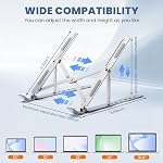 Portable Laptop Stand, Ergonomic Aluminum Laptop Mount Stand, Detachable Laptop Riser Notebook Holder Stand Compatible with MacBook, Dell, Lenovo More 10-15.6" Laptops-Silver