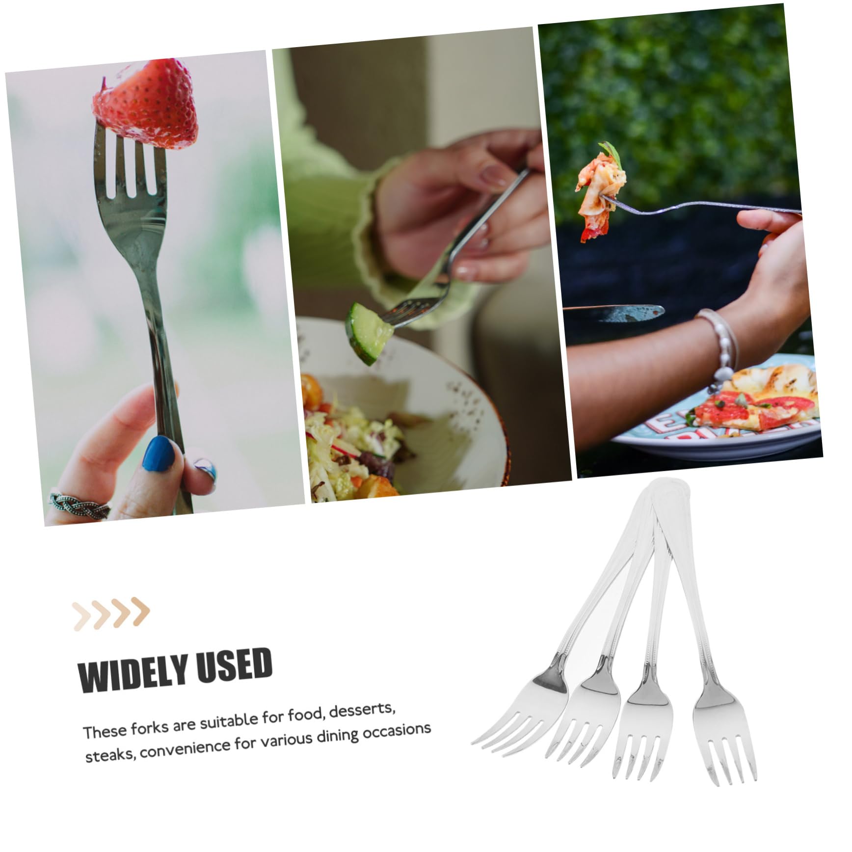 BRIGHTFUFU 4Pcs Stainless Steel Forks Versatile Metal Dessert Dinner Forks for Home Use for Steaks Gatherings Silverware for Kitchen Restaurant