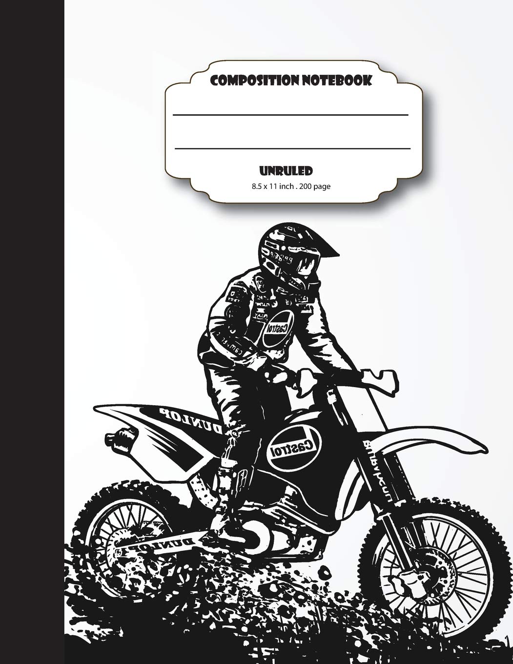 Composition notebook Unruled: Motor bike racing sketchbook for writing notes and journal
