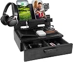 VEIYAILU Cadeaux pour les hommes Femmes Mari Fils Boyfriend His Nightstand Organisateur Wood Phone Station d'accueil Cadeaux d'anniversaire (Walnut)