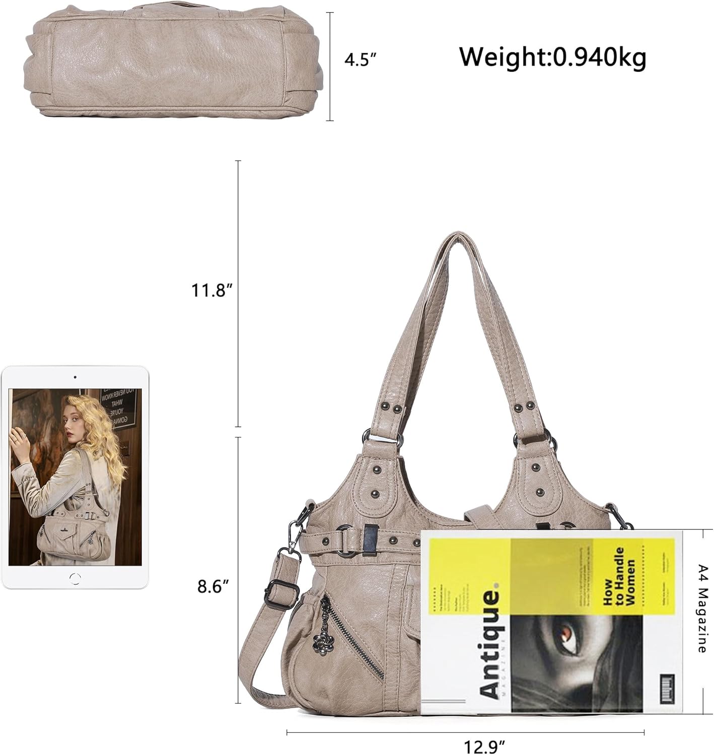 Angel Kiss Purses for Women Shoulder Bag Soft Hobo Bags for Women - Image 3