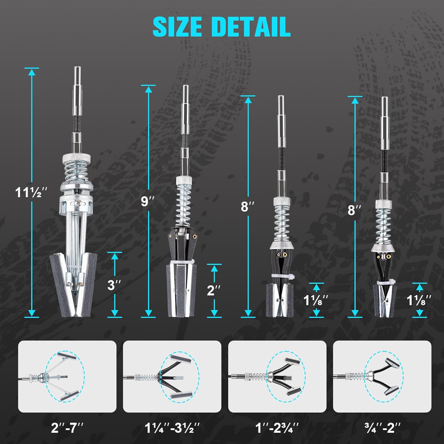 7PCS Engine Cylinder Hone Tool Set with Box, Adjustable Engine Cylinder Hone Tool Kit from Sizes 3/4" to 7" Cylinders, Engine Cylinder Grinding and Polishing Tools with 1-⅛", 3" and 4" Honing Stones