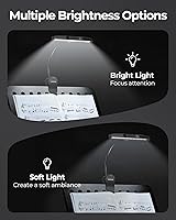 Vista 4 de Kootek Luz portátil de clip para atril, lámpara orquesta con 10 luces LED, cuello ajustable, luz de lectura recargable, luces USB para leer