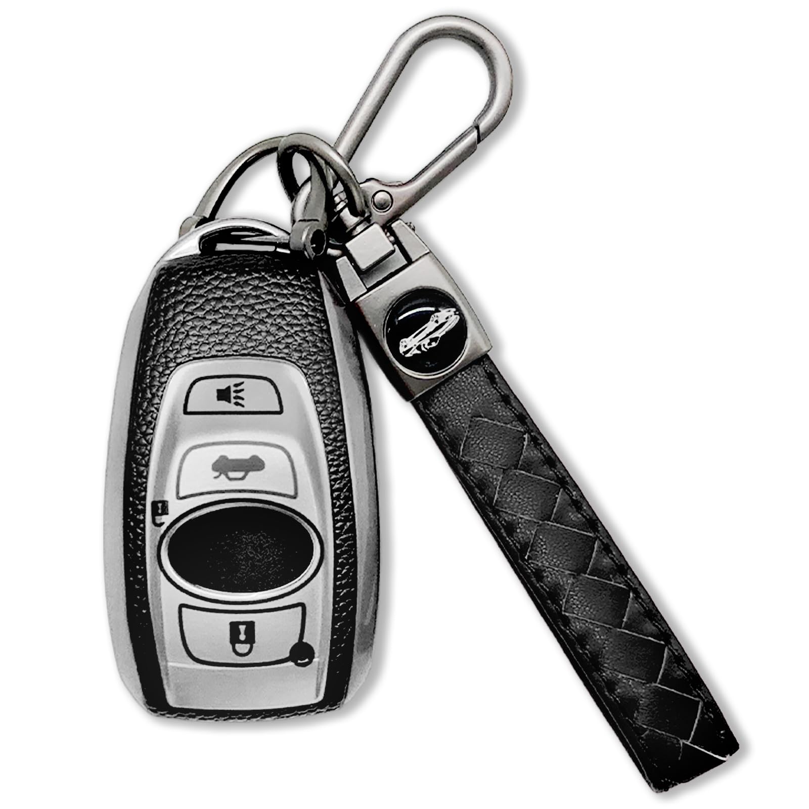 Key Fob Cover with Keychain Fit for Subaru, Soft TPU Leather Full Cover Protection Key Fob Case for Subaru Outback XV Forester Ascent Impreza BRZ Legacy CrossTrek Smart Key Protector (Silver)