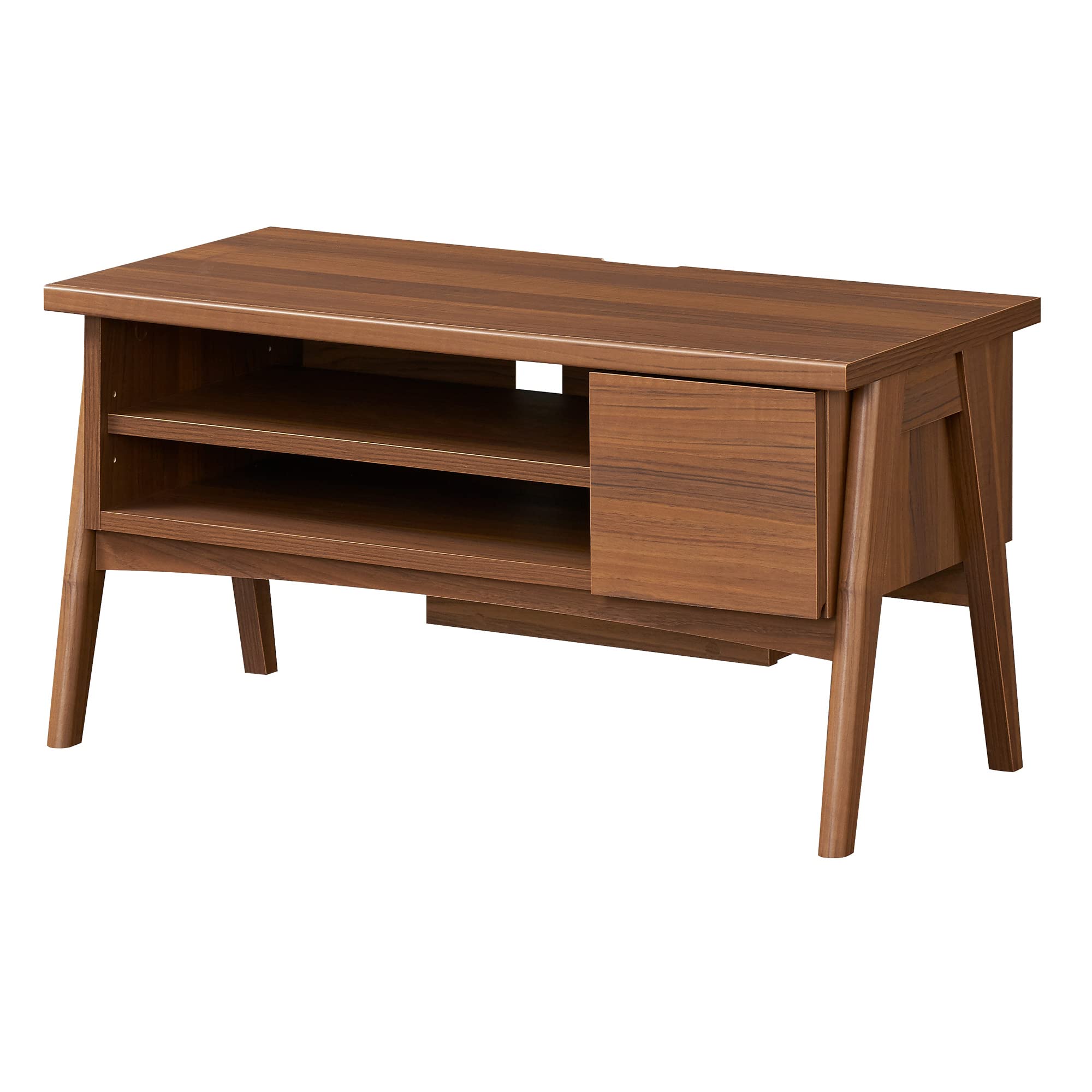 for 24-32 V Type TVs, Shirai Sangyo FBW-4080H DK Ferbois TV Stand, Low Board, Compact Living Alone, Cord Storage Space for Organizing Wirings, Plenty of Storage for AV Equipment, Game Consoles, DVDs,